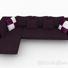 深紫色多人沙发3d模型下载
