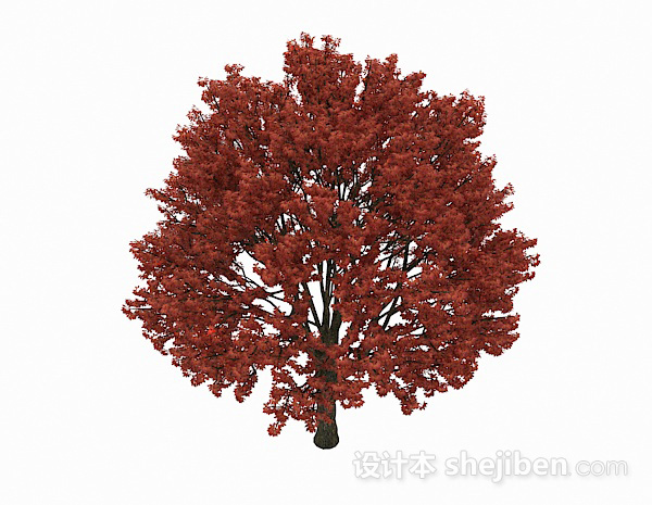 红色大树3d模型下载