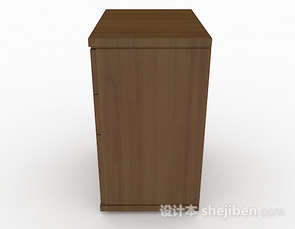 设计本棕色四层木质床头柜3d模型下载