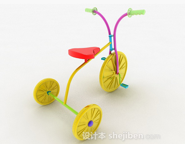 设计本彩色儿童小三轮车3d模型下载