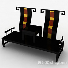 中式风黑色组合家居椅3d模型下载