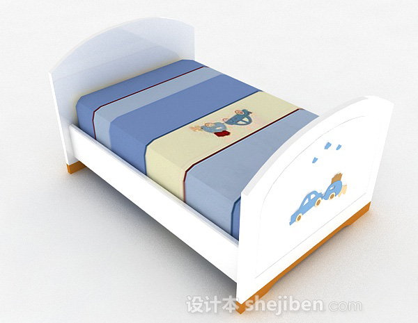 白色卡通图案单人儿童床