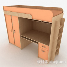 橙色上床下桌3d模型下载