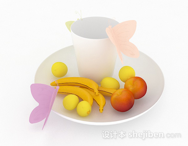 现代风格现代白色陶瓷餐具3d模型下载