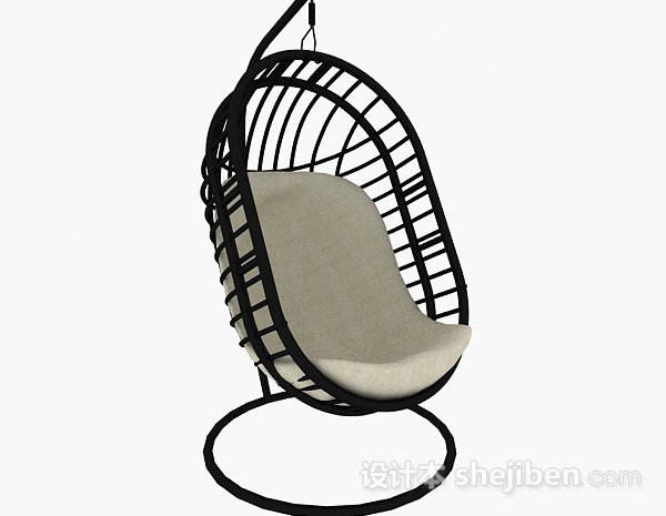 设计本黑色镂空吊椅3d模型下载