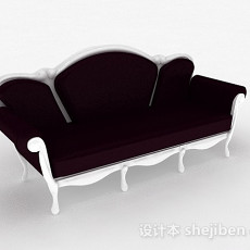 欧式深紫色双人沙发3d模型下载