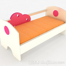 粉红色木质儿童床3d模型下载