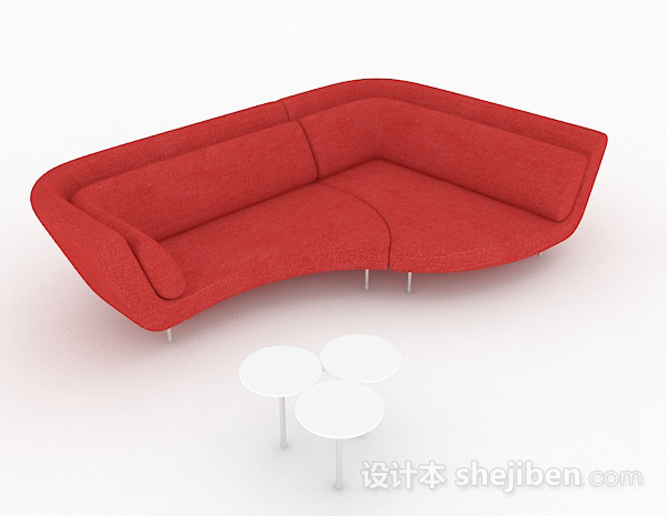 时尚红色多人沙发