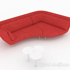 时尚红色多人沙发3d模型下载
