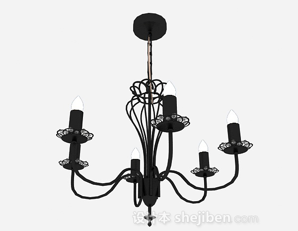 现代黑色烛台状吊灯