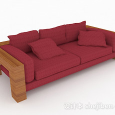 田园红色双人沙发3d模型下载