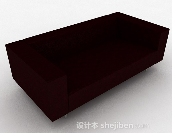 暗红色简约双人沙发3d模型下载