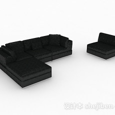 黑色简约组合沙发3d模型下载