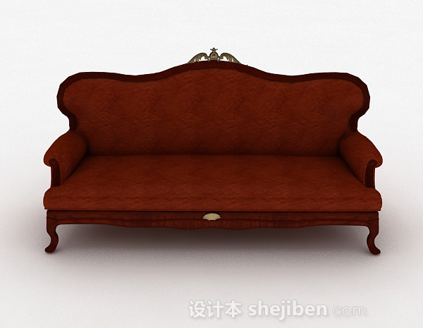 欧式风格简欧棕色家居双人沙发3d模型下载