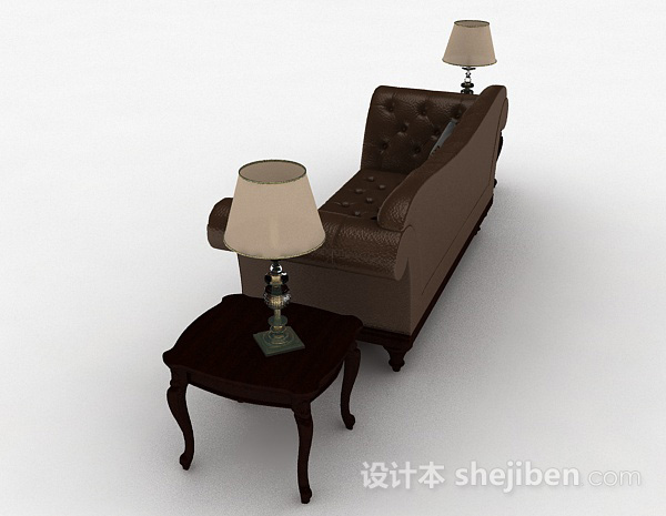 设计本欧式棕色双人沙发3d模型下载