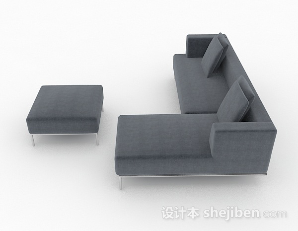 免费北欧简约灰色组合沙发3d模型下载