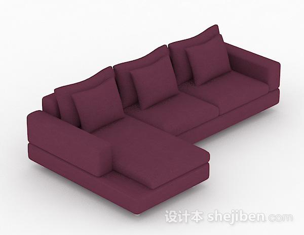深紫色多人沙发