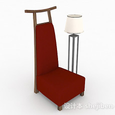 现代红色家居木椅3d模型下载