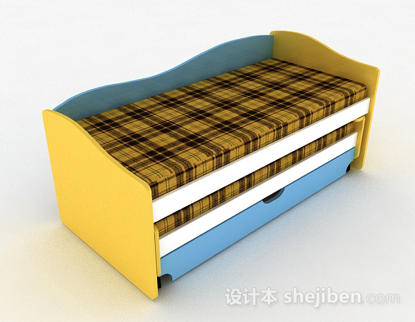 现代风多色条纹床3d模型下载