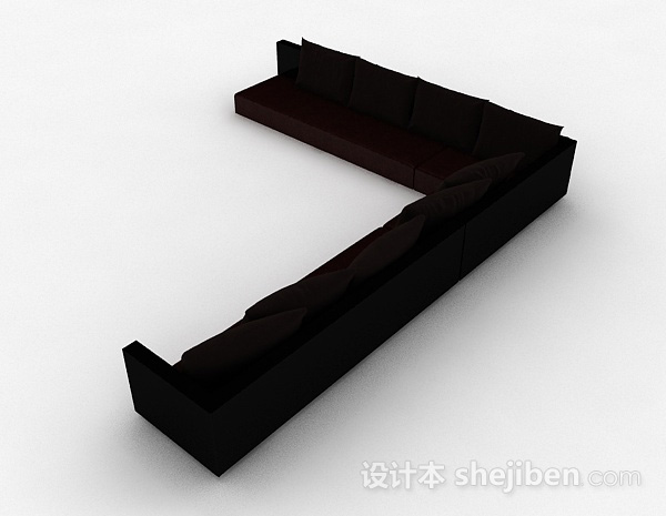 现代风格深棕色转角多人沙发3d模型下载