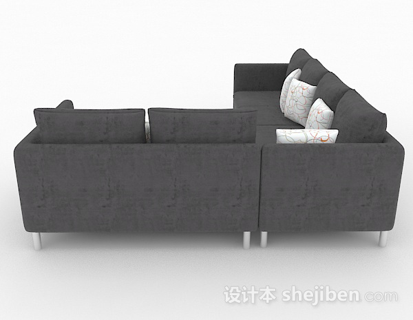 设计本北欧灰色简约多人沙发3d模型下载