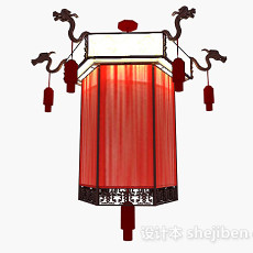 中式红色吊灯3d模型下载