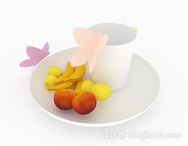 设计本现代白色陶瓷餐具3d模型下载