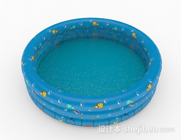 蓝色儿童充气游泳池3d模型下载