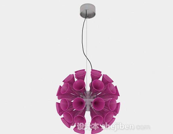 现代风格紫色喇叭状圆形吊灯3d模型下载