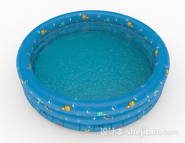 设计本蓝色儿童充气游泳池3d模型下载