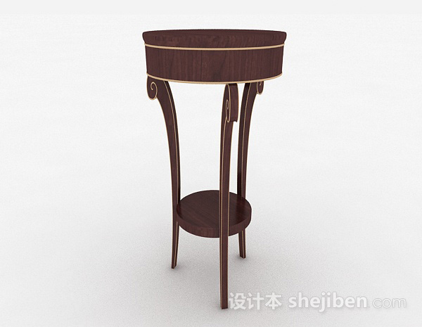 现代风格棕色圆形小餐桌3d模型下载