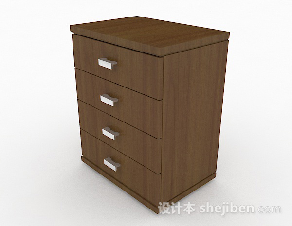 免费棕色四层木质床头柜3d模型下载