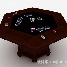 六边形木质赌桌3d模型下载