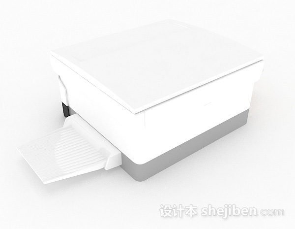 设计本白色小型打印机3d模型下载