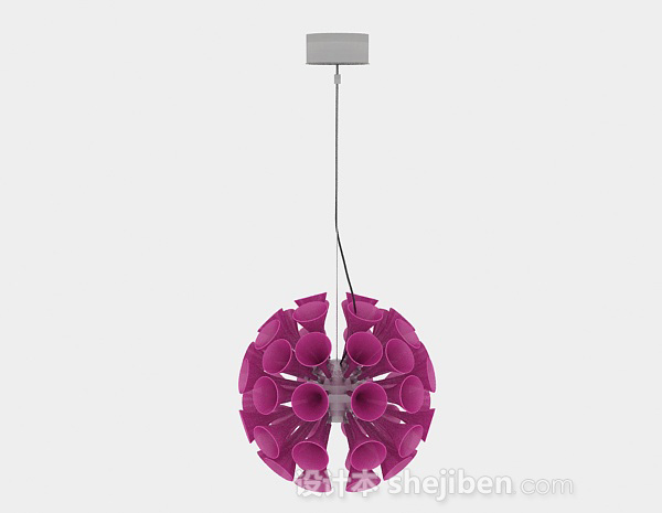 免费紫色喇叭状圆形吊灯3d模型下载