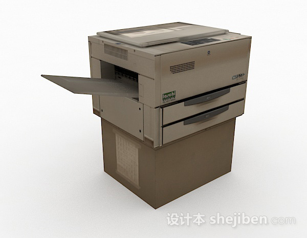 灰色办公室打印机3d模型下载