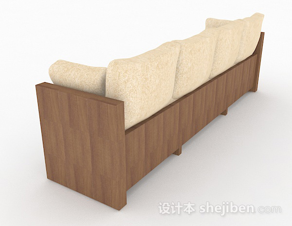 设计本田园木质棕色多人沙发3d模型下载