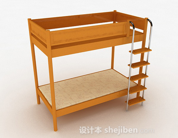 木质上下层单人床3d模型下载