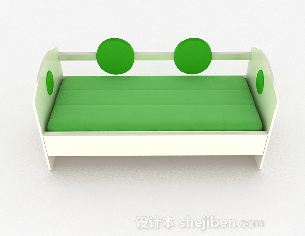 现代风格嫩绿色单层儿童床3d模型下载