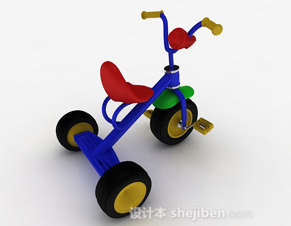 设计本彩色儿童小三轮车3d模型下载