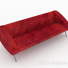 红色花纹多人沙发3d模型下载