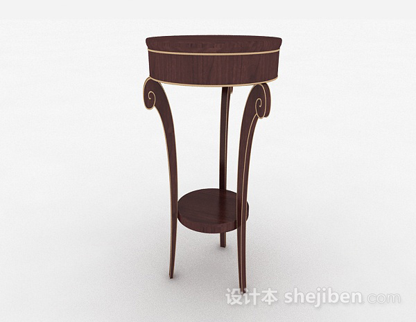 免费棕色圆形小餐桌3d模型下载