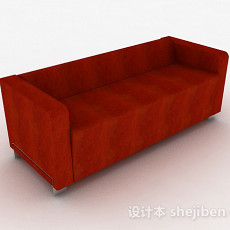 橙色简约双人沙发3d模型下载