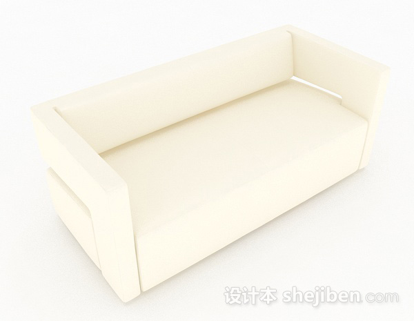 米白色简约双人沙发3d模型下载