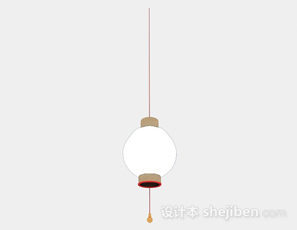 设计本日式风格白色圆球吊灯3d模型下载