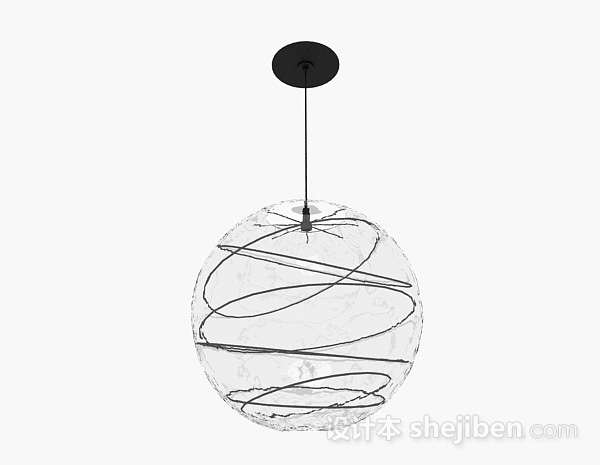 现代风格随意花纹透明球形吊灯3d模型下载