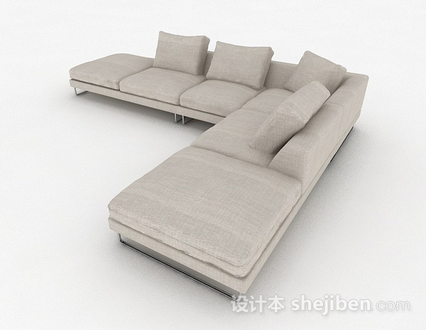 北欧简约灰色多人沙发3d模型下载