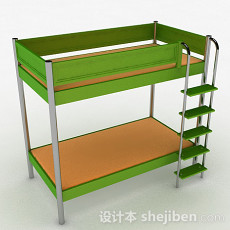 绿色上下层单人床3d模型下载