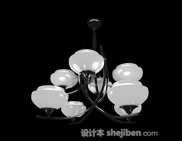 白色花朵状吊灯3d模型下载