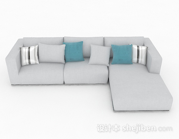 现代风格灰色多人沙发3d模型下载